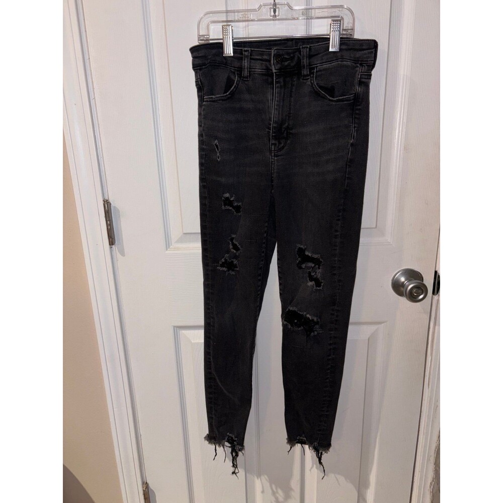 AMERICAN EAGLE GRAY WASHED DISTRESSED SKINNY JEANS SIZE 4